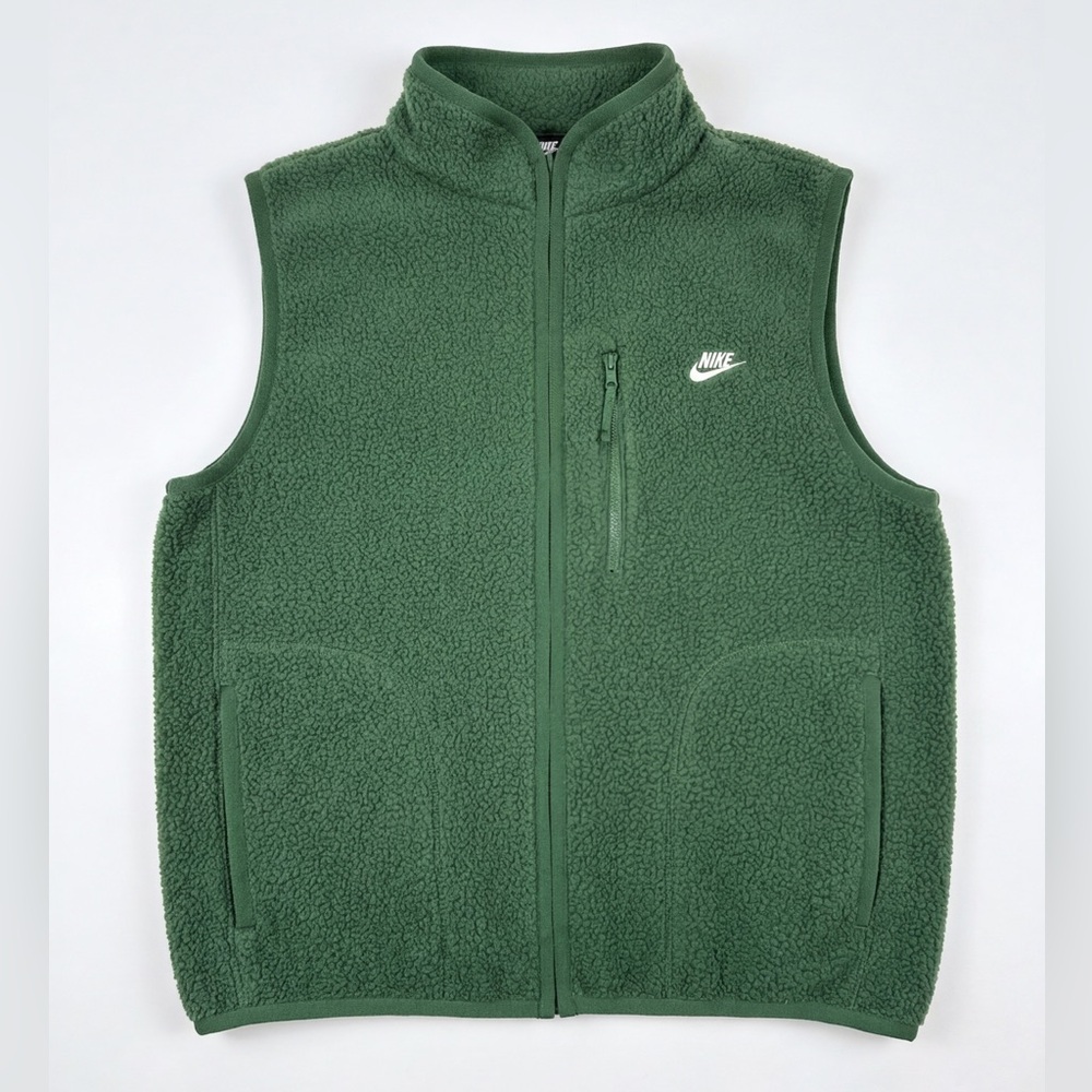 Nike Forest Green Sherpa Fleece Vest with Chest Zip